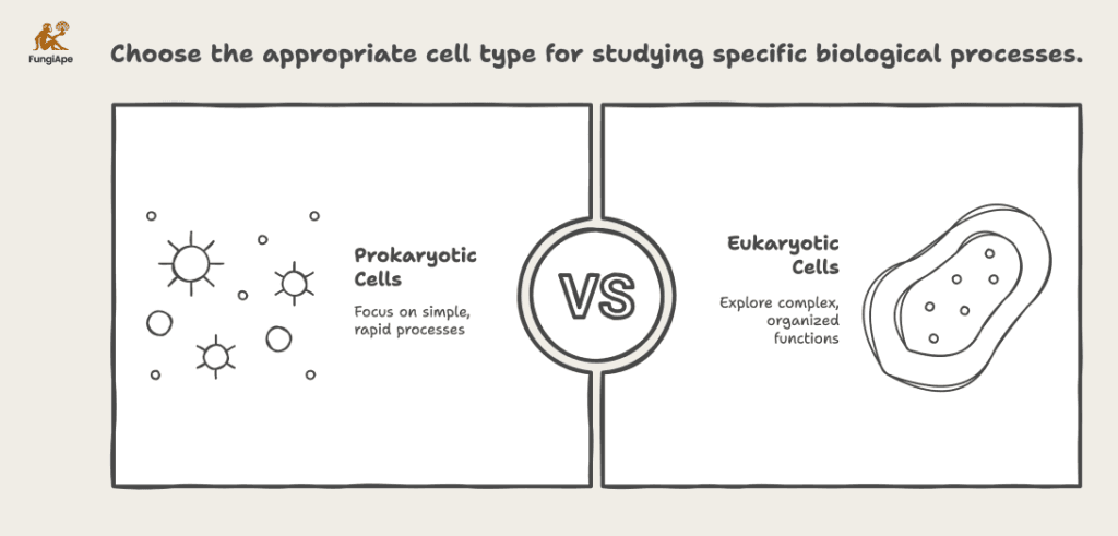 Choose the appropriate cell type for studying specific biological processes.